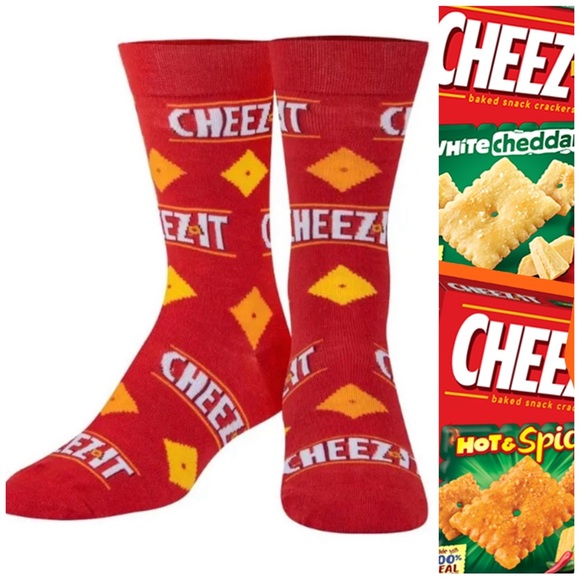 Cheez Its Crazy Crackers Mens socks Size 6-12 crazy crew unisex new women fun+ - Picture 1 of 11